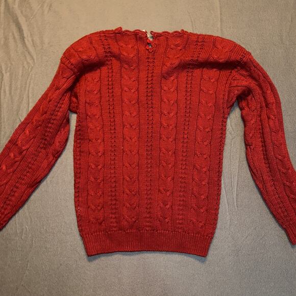 Vtg Irish Fisherman Wool Sweater Medium Cable Knit Holiday Grandma Acedemia - Picture 8 of 9